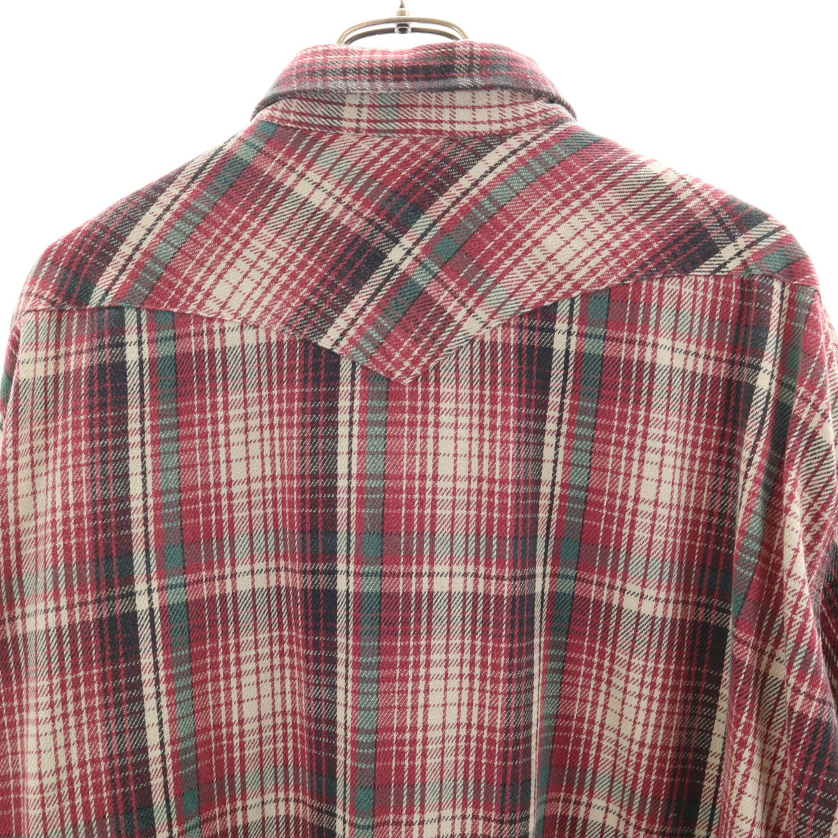 Wrangler ラングラー 90s オールド チェック柄 長袖 ウエスタンシャツ XL レッド系 メンズ