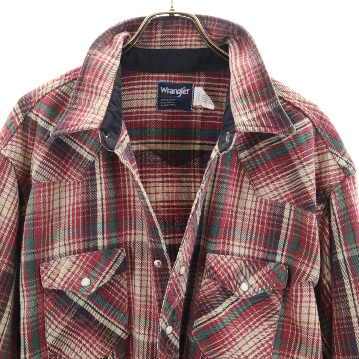 Wrangler ラングラー 90s オールド チェック柄 長袖 ウエスタンシャツ XL レッド系 メンズ