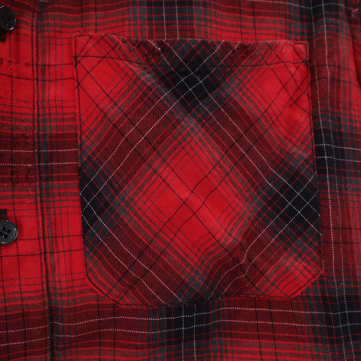 AMIRI アミリ USA製 カシミヤブレンド チェック柄 長袖 カットオフ加工 シャツ S レッド系 メンズ