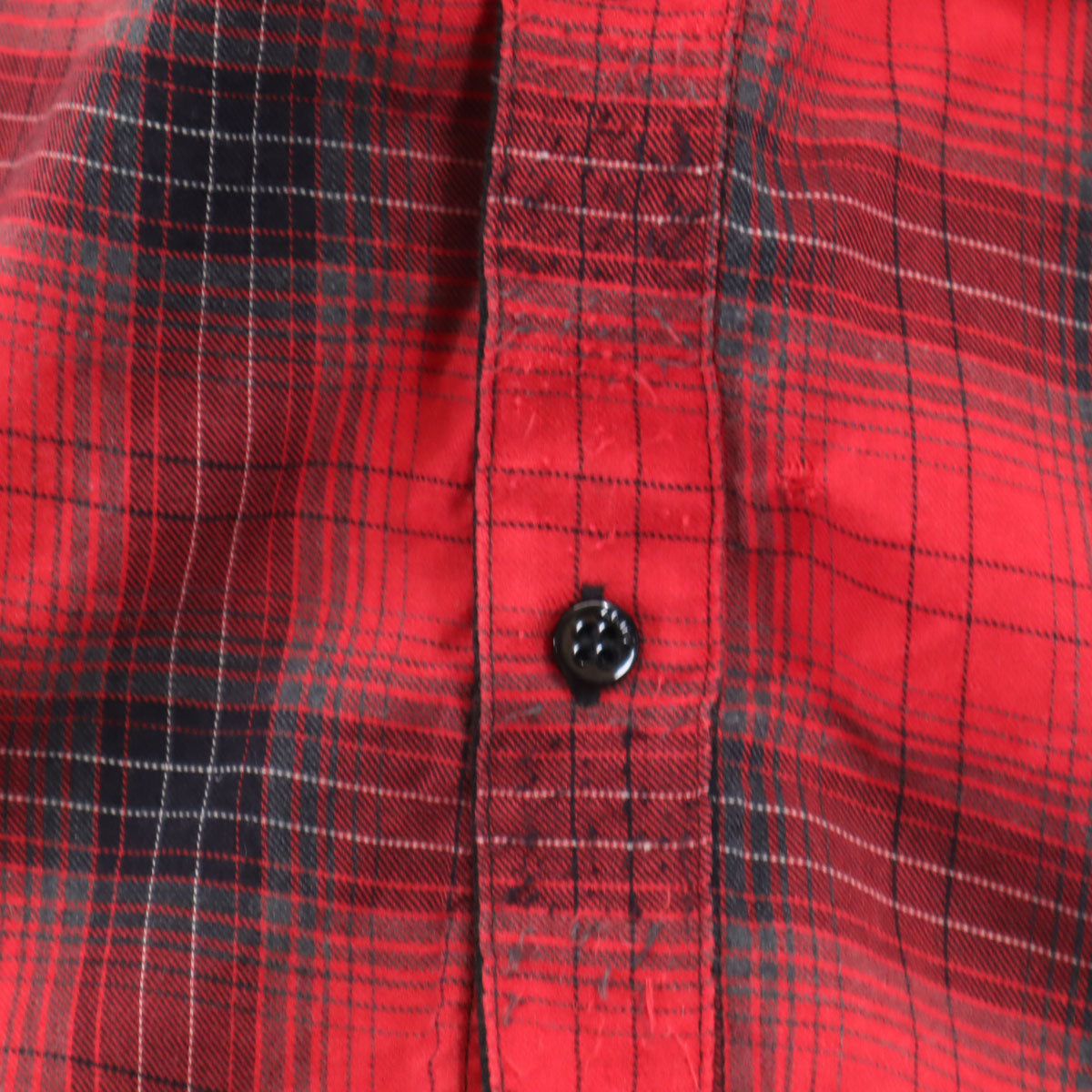 AMIRI アミリ USA製 カシミヤブレンド チェック柄 長袖 カットオフ加工 シャツ S レッド系 メンズ