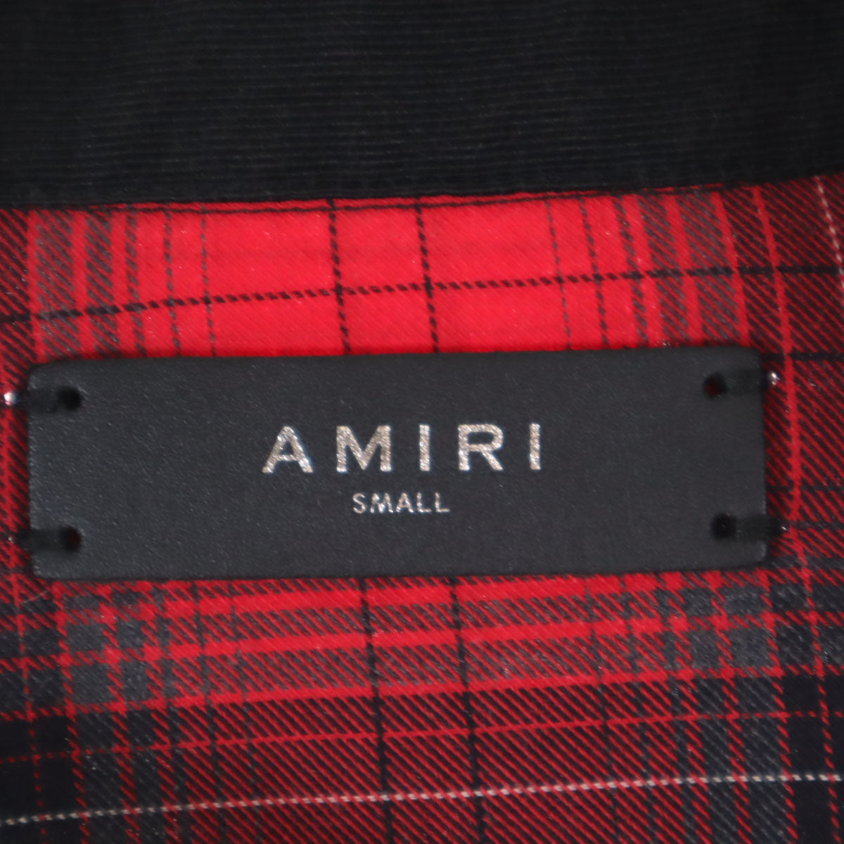 AMIRI アミリ USA製 カシミヤブレンド チェック柄 長袖 カットオフ加工 シャツ S レッド系 メンズ