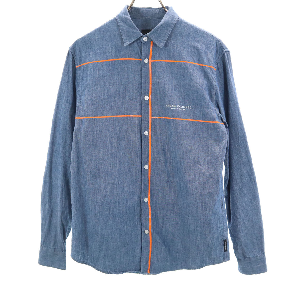 ARMANI EXCHANGE アルマーニエクスチェンジ 長袖 シャンブレーシャツ XS 青紺 メンズ