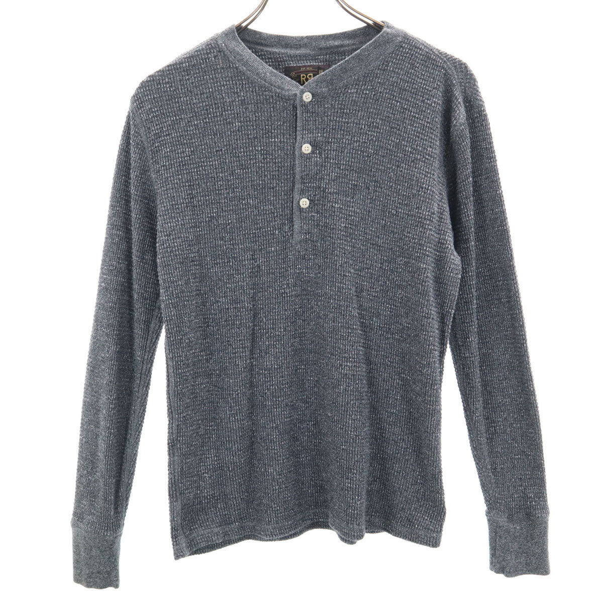 ダブルアールエル RRL 長袖 ヘンリーネック ワッフル ニット XS グレー Ralph Lauren ラルフローレン メンズ