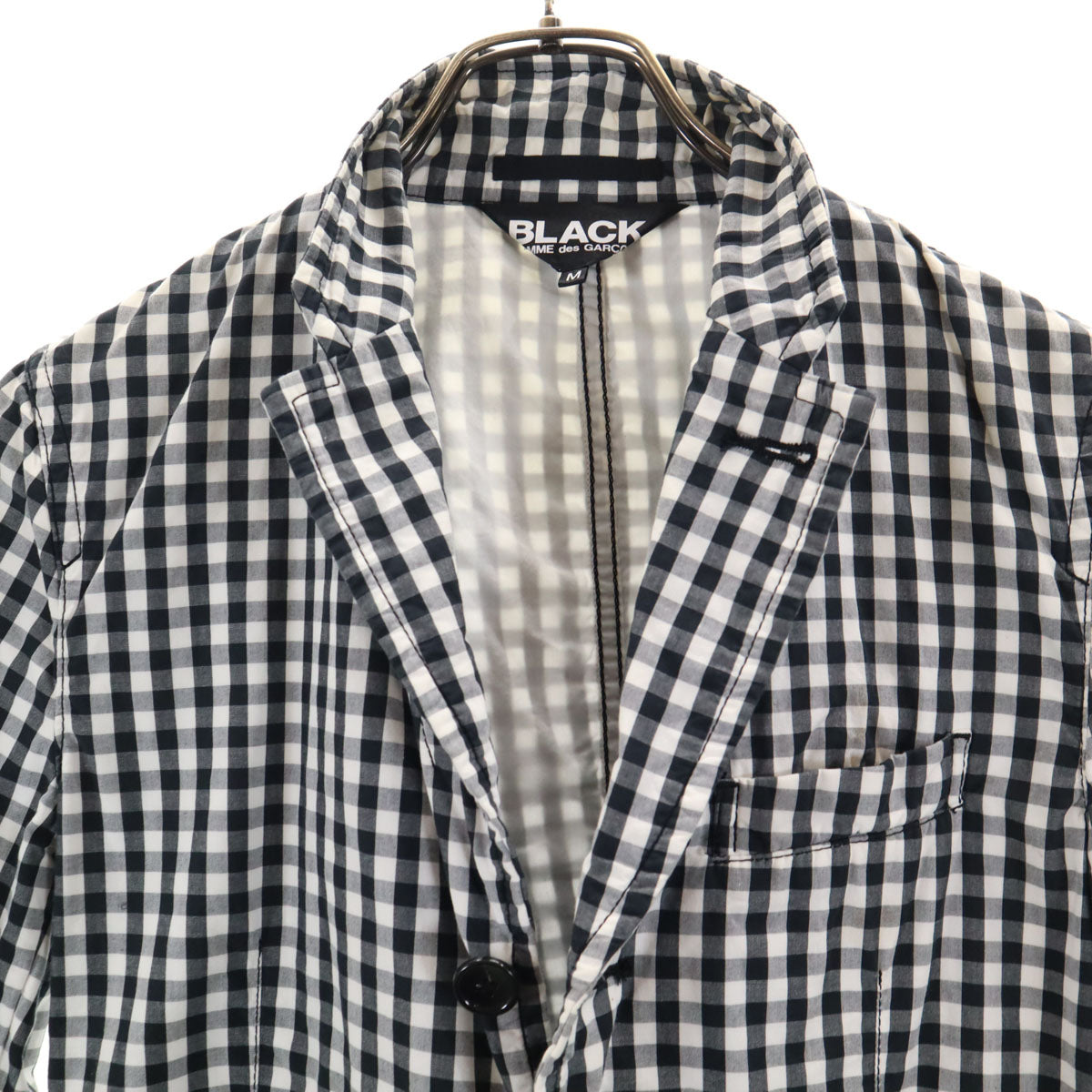 BLACK COMME des GARCONS ブラックコムデギャルソン 日本製 チェック柄 ジャケット M ホワイト レディース