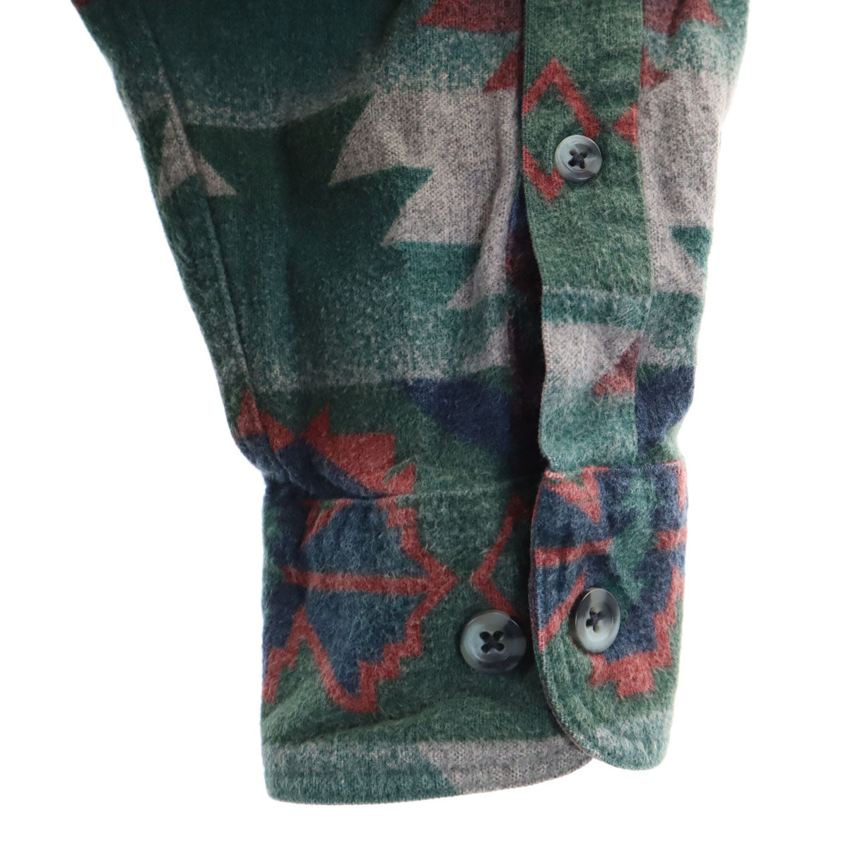 CABELA'S カベラス 総柄 長袖 ボタンダウンシャツ L グリーン系 アウトドア メンズ