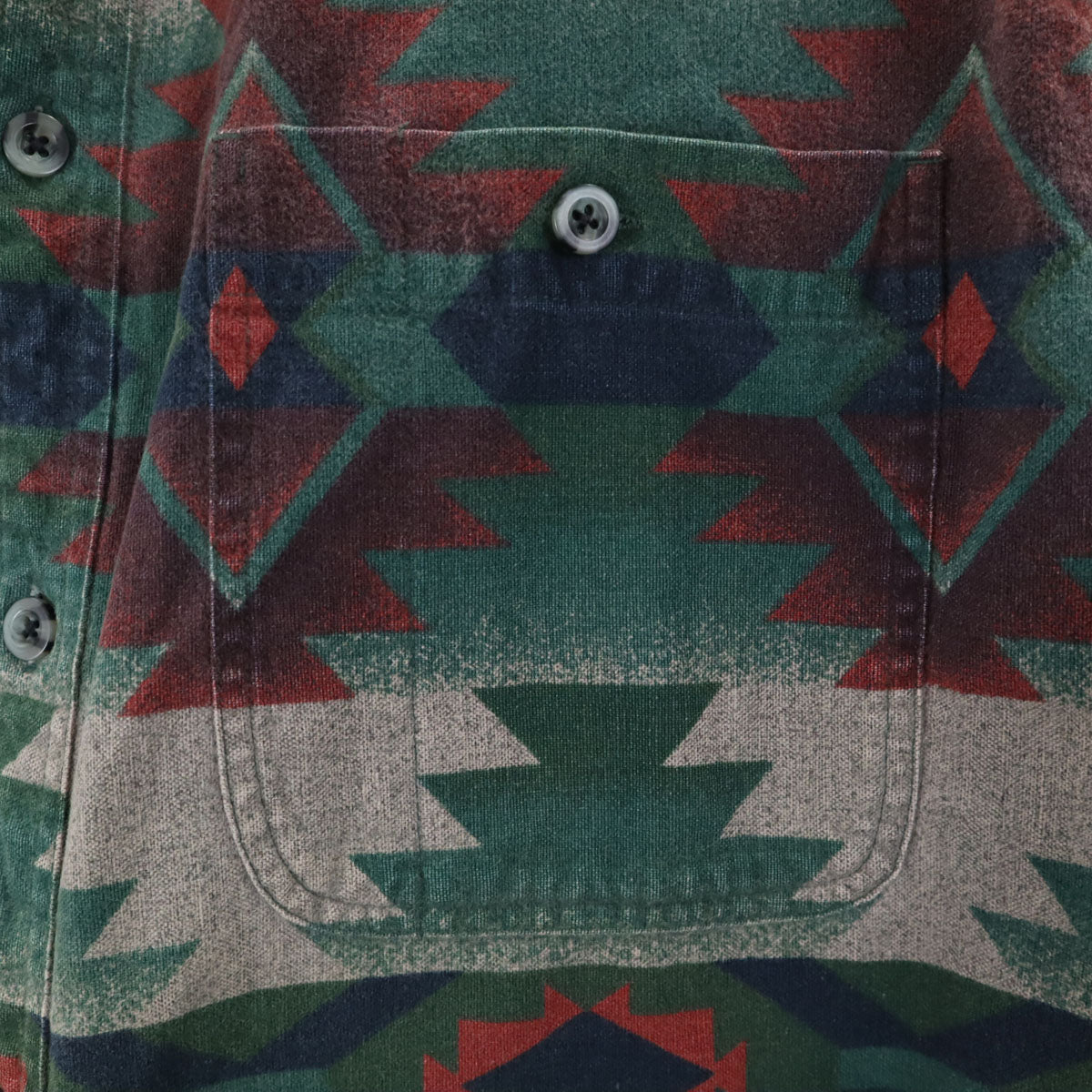 CABELA'S カベラス 総柄 長袖 ボタンダウンシャツ L グリーン系 アウトドア メンズ