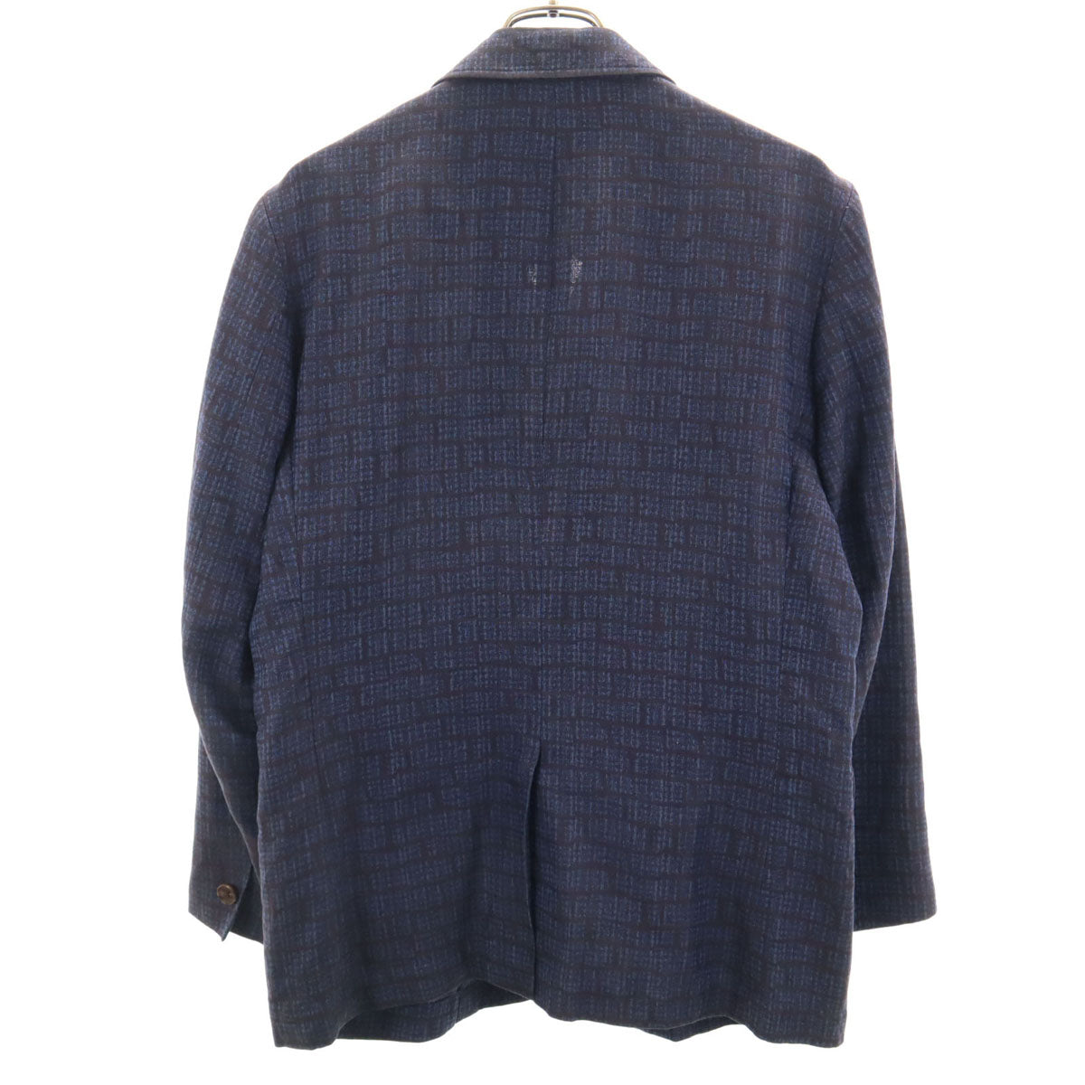 LANVIN LA COLLECTION ランバンコレクション 日本製 リネンブレンド チェック柄 ジャケット 48 ネイビー系 メンズ