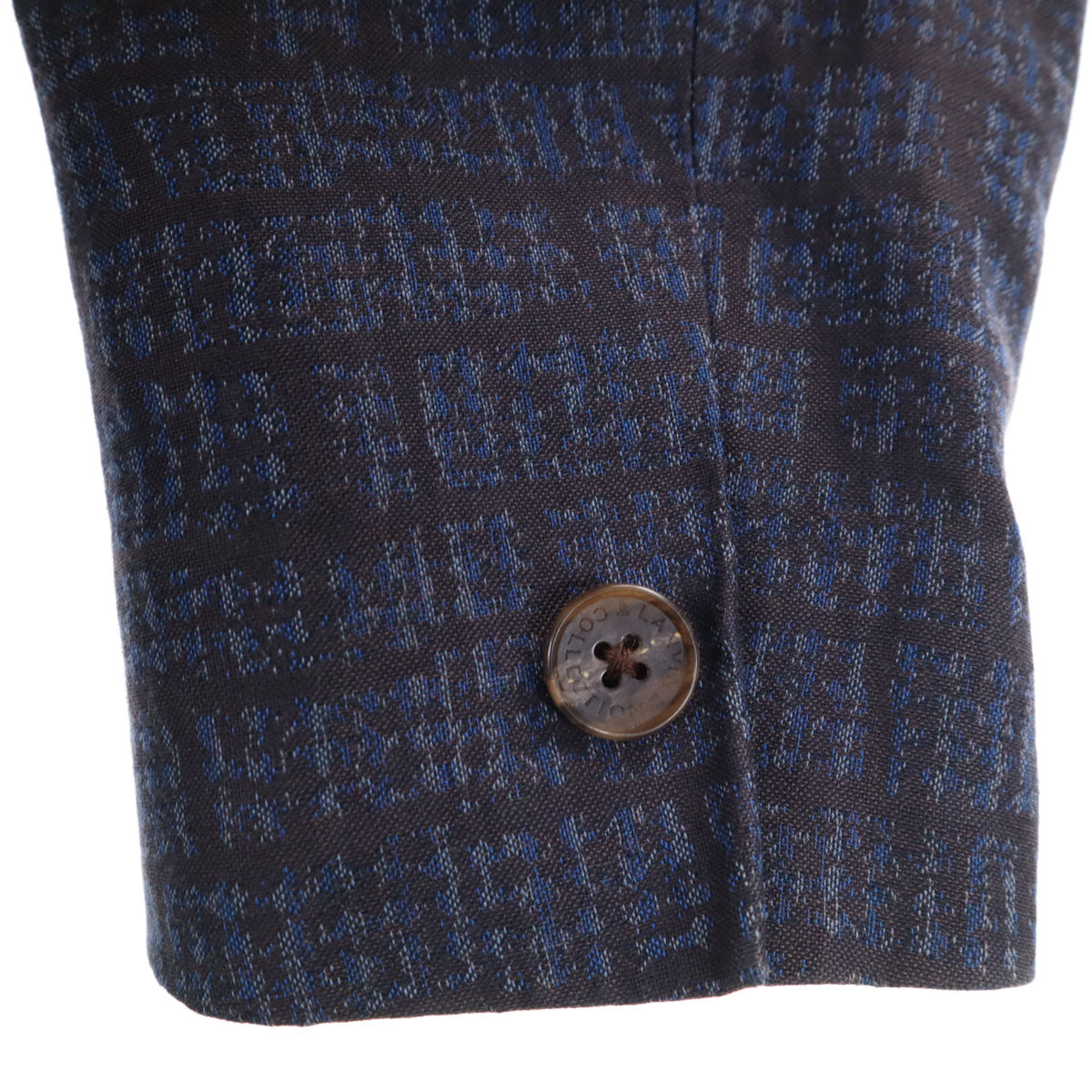 LANVIN LA COLLECTION ランバンコレクション 日本製 リネンブレンド チェック柄 ジャケット 48 ネイビー系 メンズ