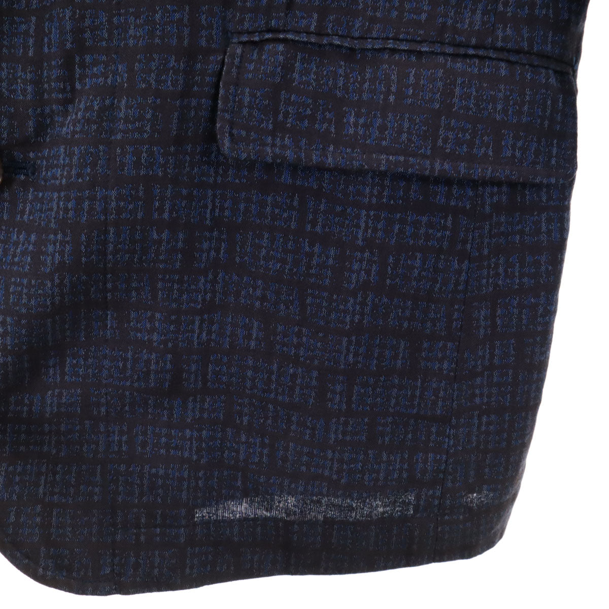 LANVIN LA COLLECTION ランバンコレクション 日本製 リネンブレンド チェック柄 ジャケット 48 ネイビー系 メンズ