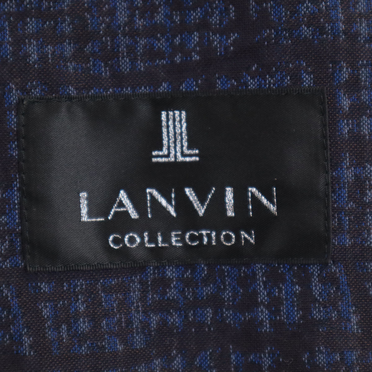 LANVIN LA COLLECTION ランバンコレクション 日本製 リネンブレンド チェック柄 ジャケット 48 ネイビー系 メンズ