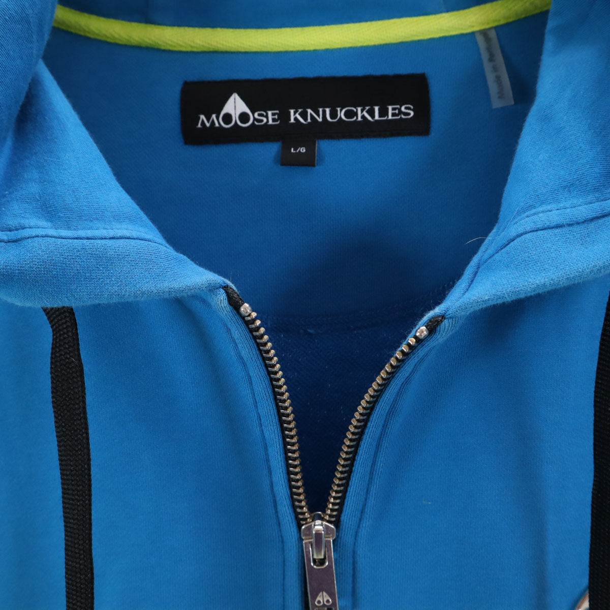 MOOSE KNUCKLES ムース ナックルズ ポルトガル製 長袖 ジップパーカー L ブルー メンズ