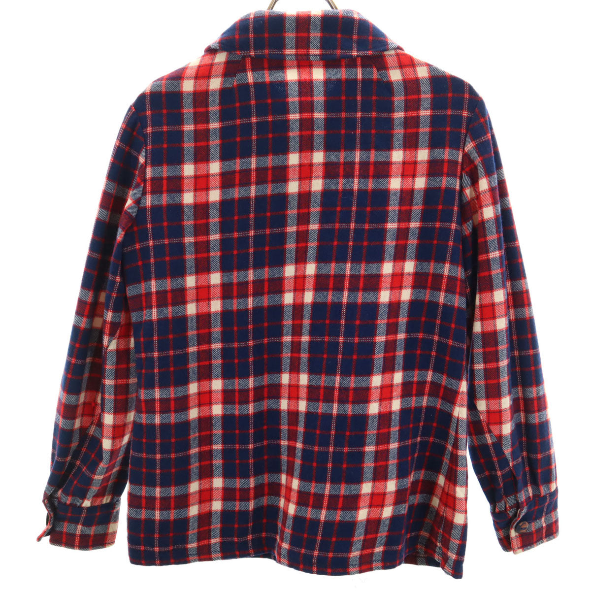 knock abouts by PENDLETON ノックアバウツ バイ ペンドルトン 80s USA製 ヴィンテージ チェック柄 長袖 ウールシャツ ネイビー レディース