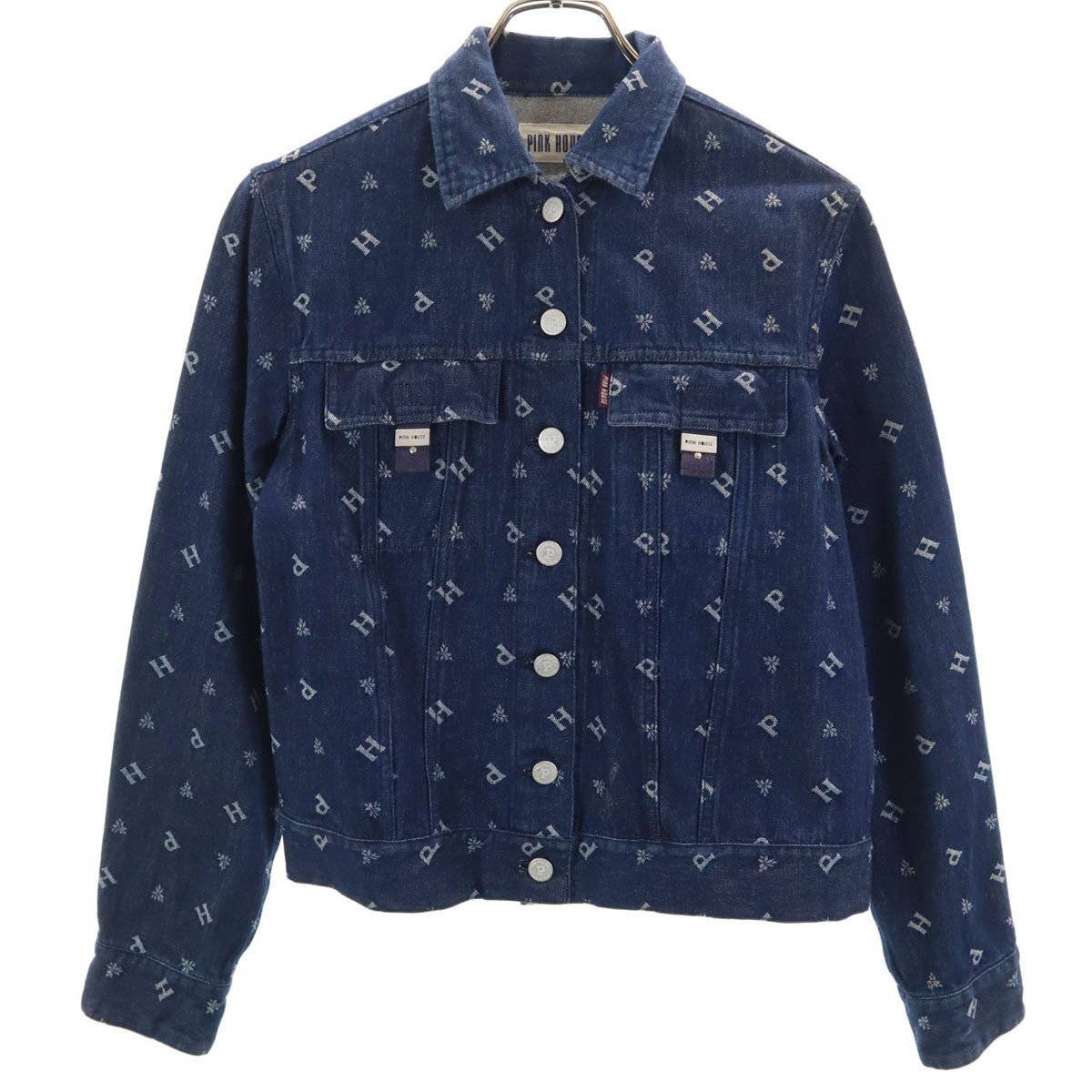 PINK HOUSE ピンクハウス 総柄 デニムジャケット M インディゴ ジージャン トラッカー レディース