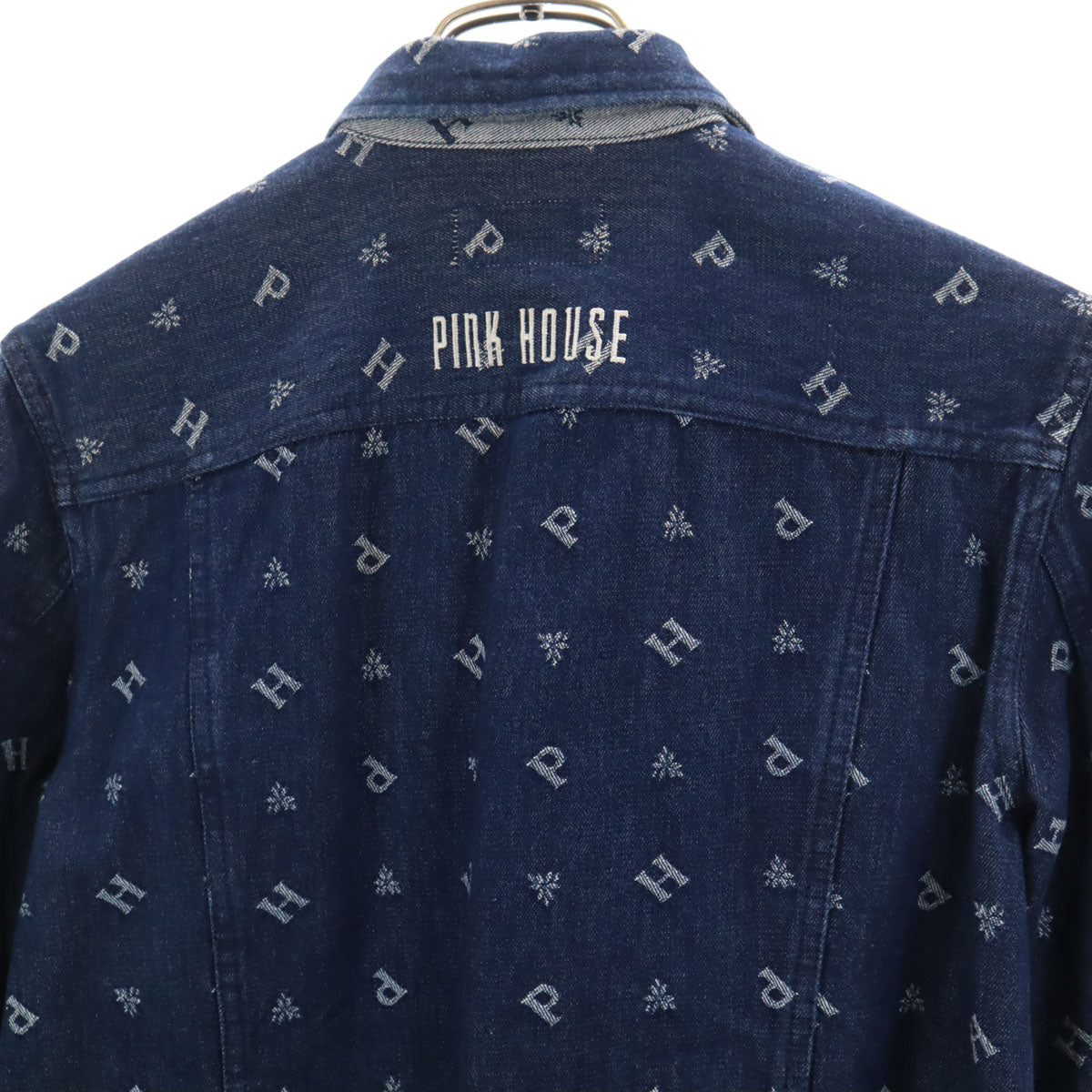PINK HOUSE ピンクハウス 総柄 デニムジャケット M インディゴ ジージャン トラッカー レディース