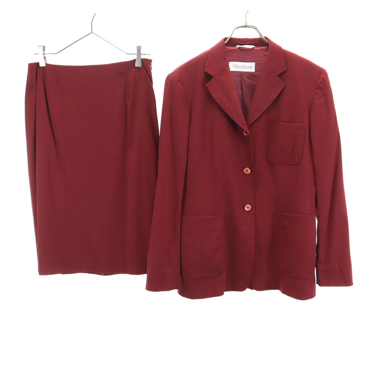 MAX MARA マックスマーラ イタリア製 スカートスーツ 上下 セットアップ 42 ボルドー系 レディース