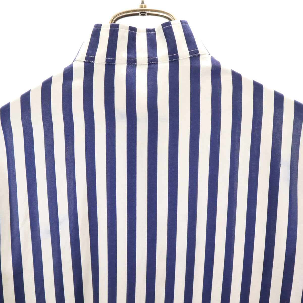 BURBERRY バーバリー イタリア製 シルクブレンド ストライプ柄 長袖 シャツ 38 ホワイト 他 ダブルカフス レディース