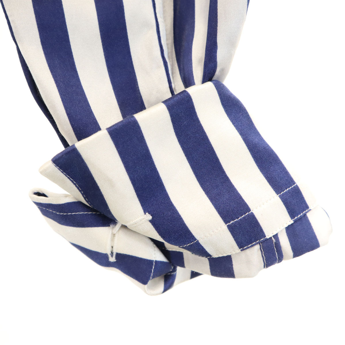 BURBERRY バーバリー イタリア製 シルクブレンド ストライプ柄 長袖 シャツ 38 ホワイト 他 ダブルカフス レディース