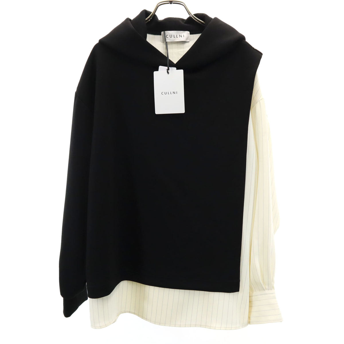 未使用 CULLNI クルニ 日本製 長袖 シャツレイヤード パーカー 1 ブラック メンズ