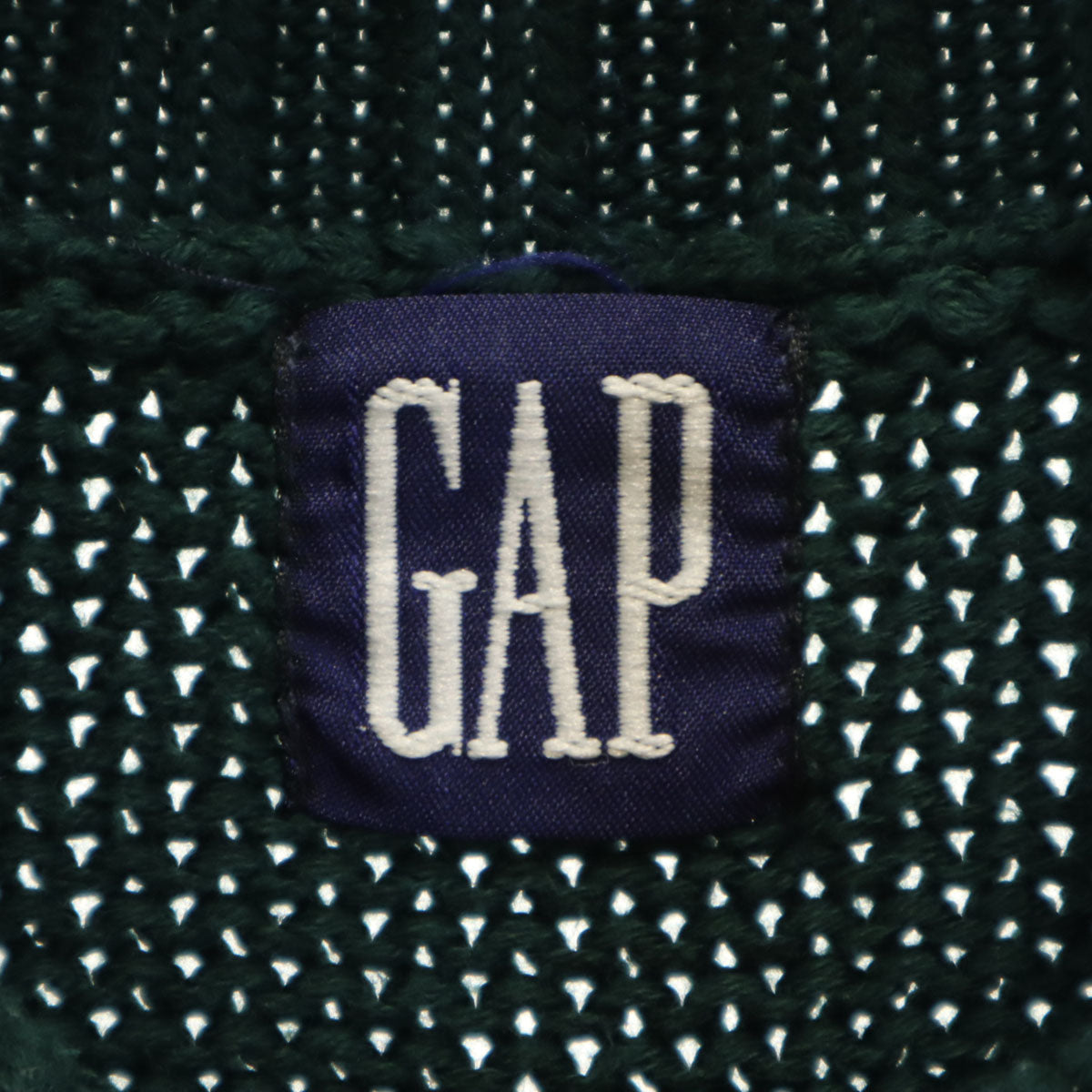 GAP ギャップ 90s オールド 長袖 タートルネック ケーブル セーター M 深緑 ニット メンズ