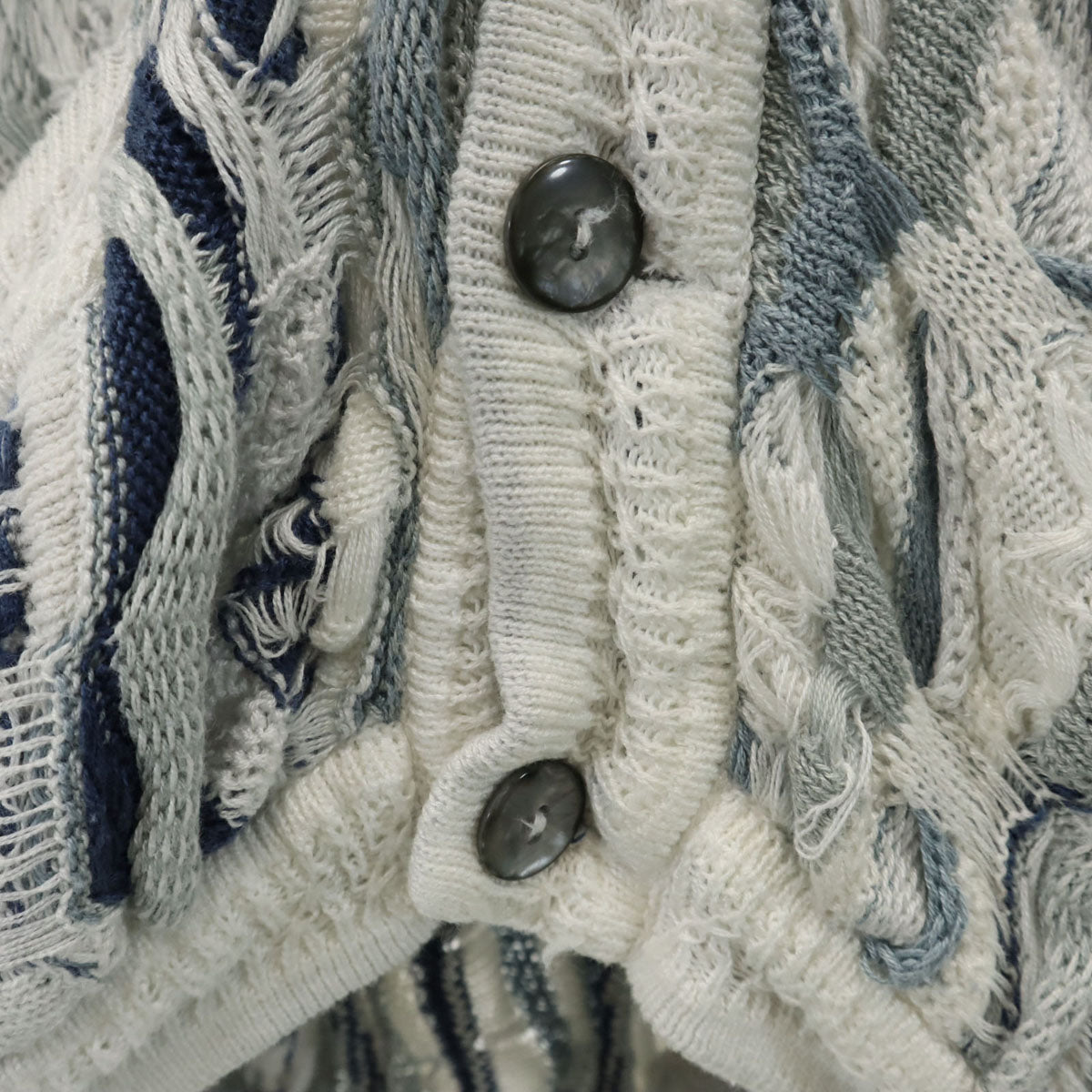 COOGI クージー 90s オーストラリア製 オールド 総柄 長袖 ショールカラー 3D ニットカーディガン SS ホワイト メンズ