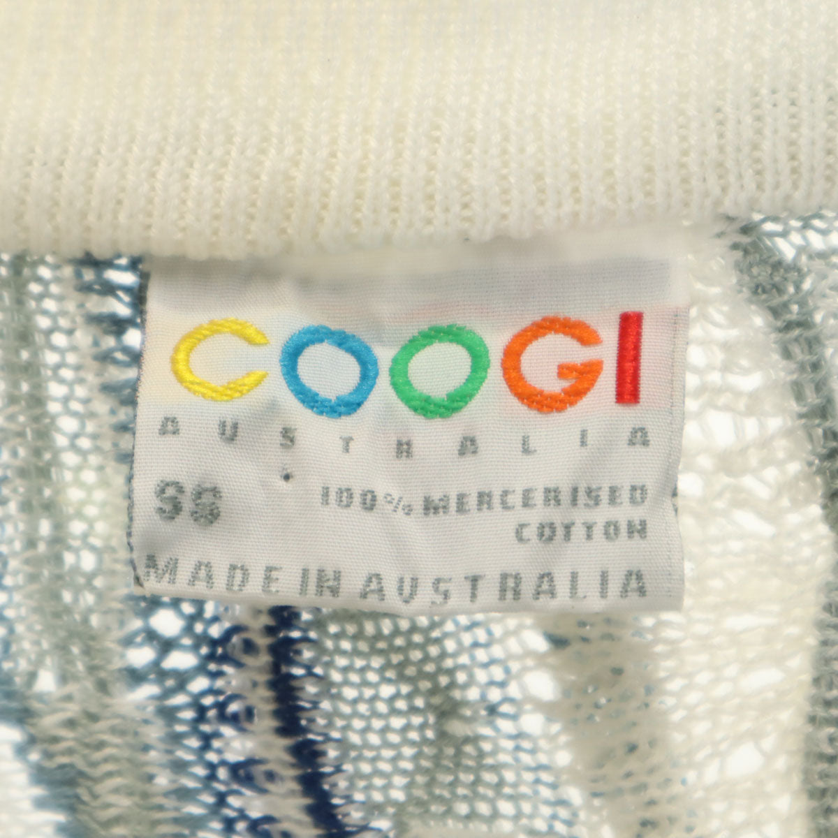 COOGI クージー 90s オーストラリア製 オールド 総柄 長袖 ショールカラー 3D ニットカーディガン SS ホワイト メンズ