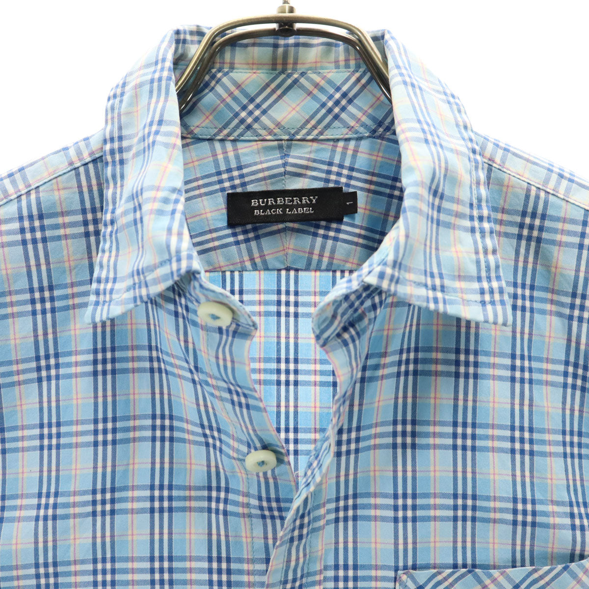 BURBERRY BLACK LABEL バーバリーブラックレーベル チェック柄 長袖 シャツ 1 ブルー 三陽商会 レディース