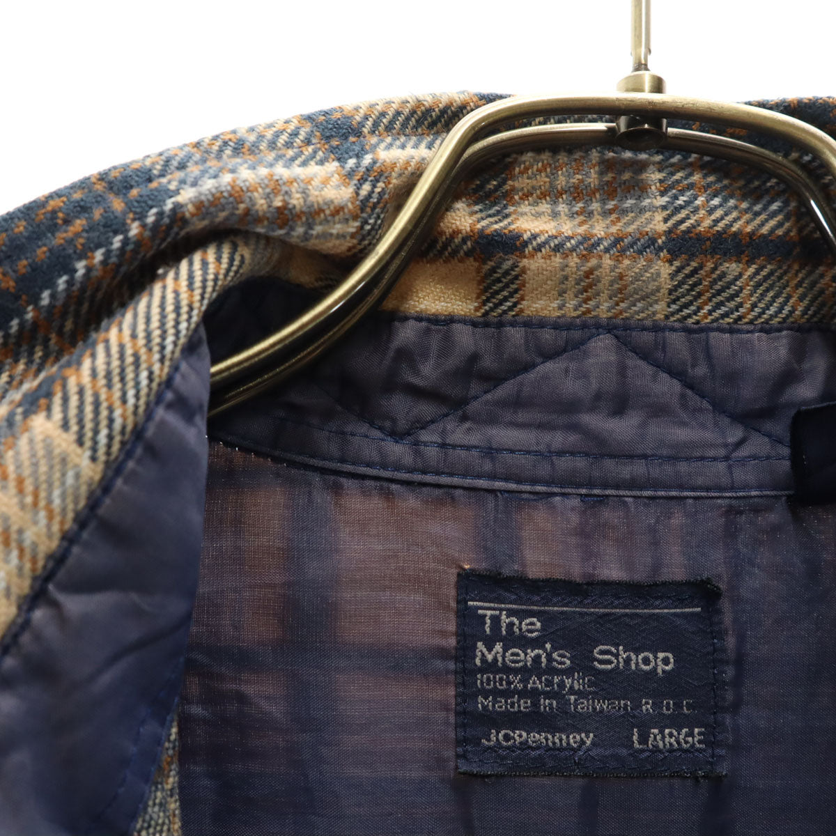 The Men's Shop ザ メンズショップ 80s ヴィンテージ チェック柄 長袖 シャツ L ベージュ JC Penney メンズ