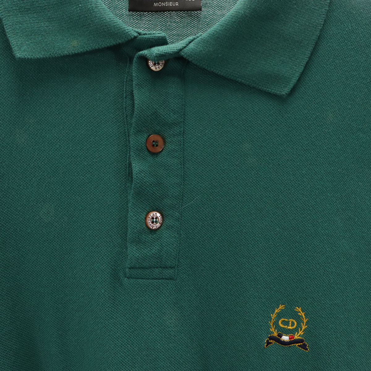 Christian Dior MONSIEUR クリスチャンディオール ムッシュ 90s イタリア製 オールド 長袖 ポロシャツ L グリーン メンズ