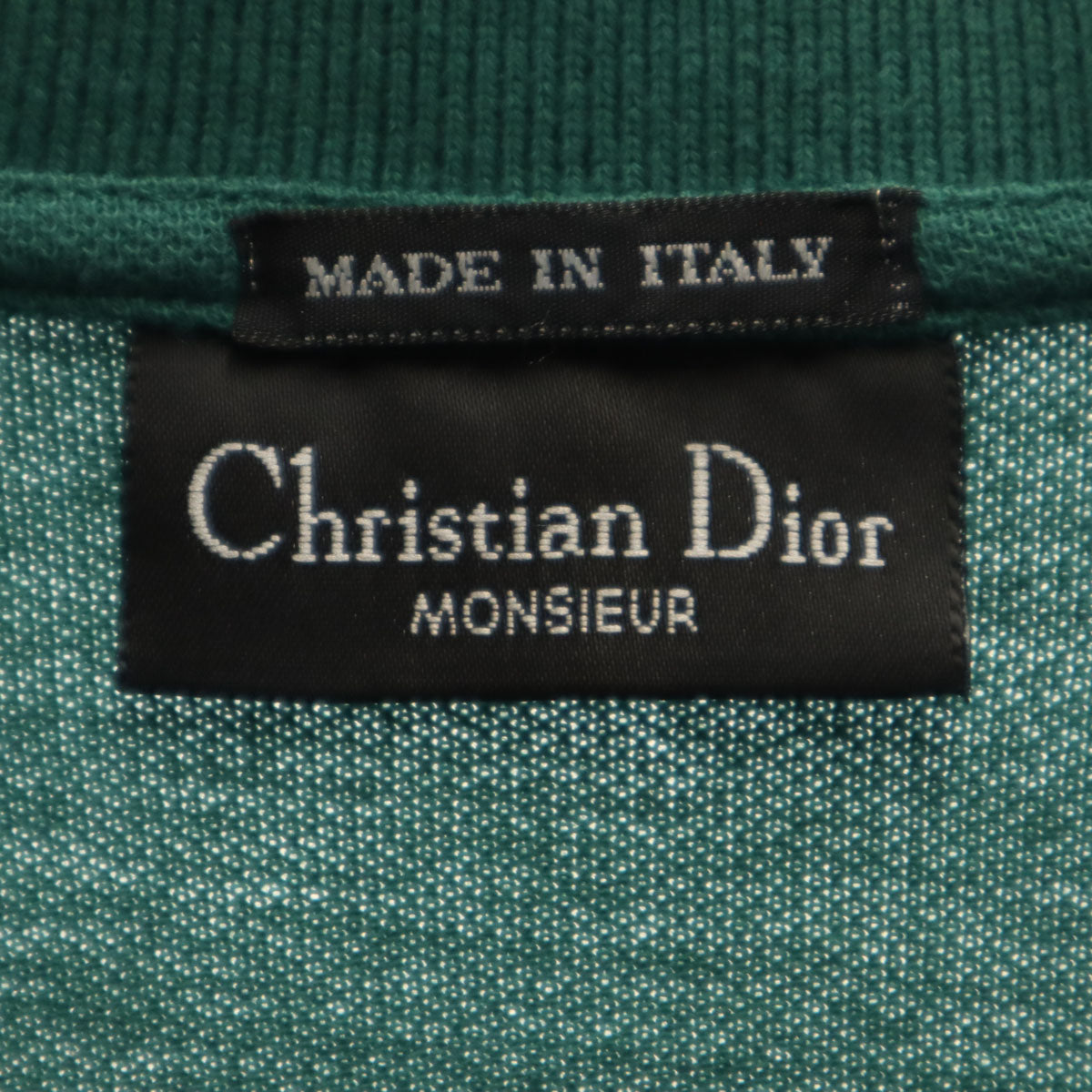 Christian Dior MONSIEUR クリスチャンディオール ムッシュ 90s イタリア製 オールド 長袖 ポロシャツ L グリーン メンズ