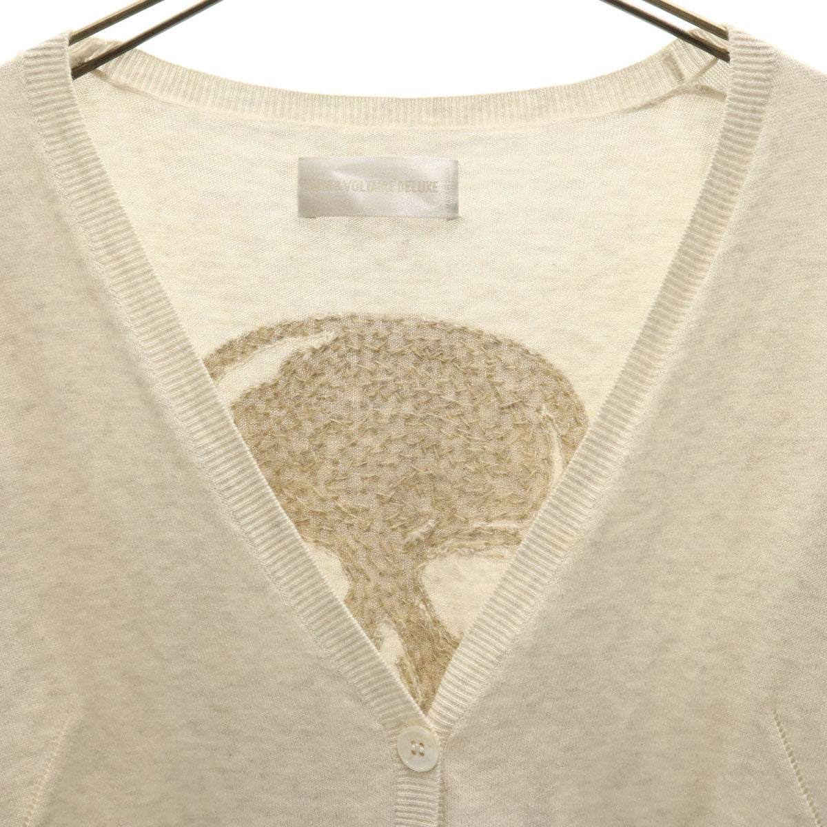 ZADIG&VOLTAIRE DELUXE ザディグエヴォルテールデラックス バック スカル 5分袖 ニットカーディガン TS ベージュ系 レディース