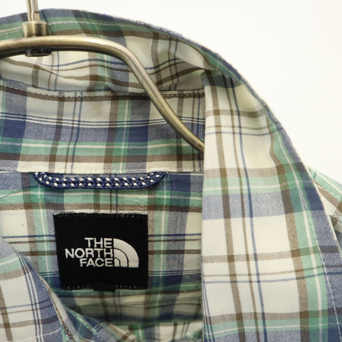 THE NORTH FACE ノースフェイス チェック柄 長袖 ベンチレーション シャツ M アイボリー系 ロールアップ袖 メンズ