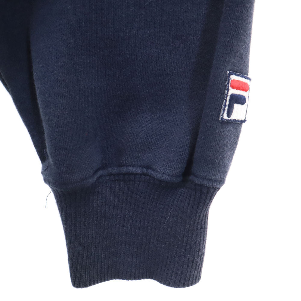 FILA フィラ 90s オールド ロゴ刺繍 長袖 スウェットパーカー S ネイビー メンズ