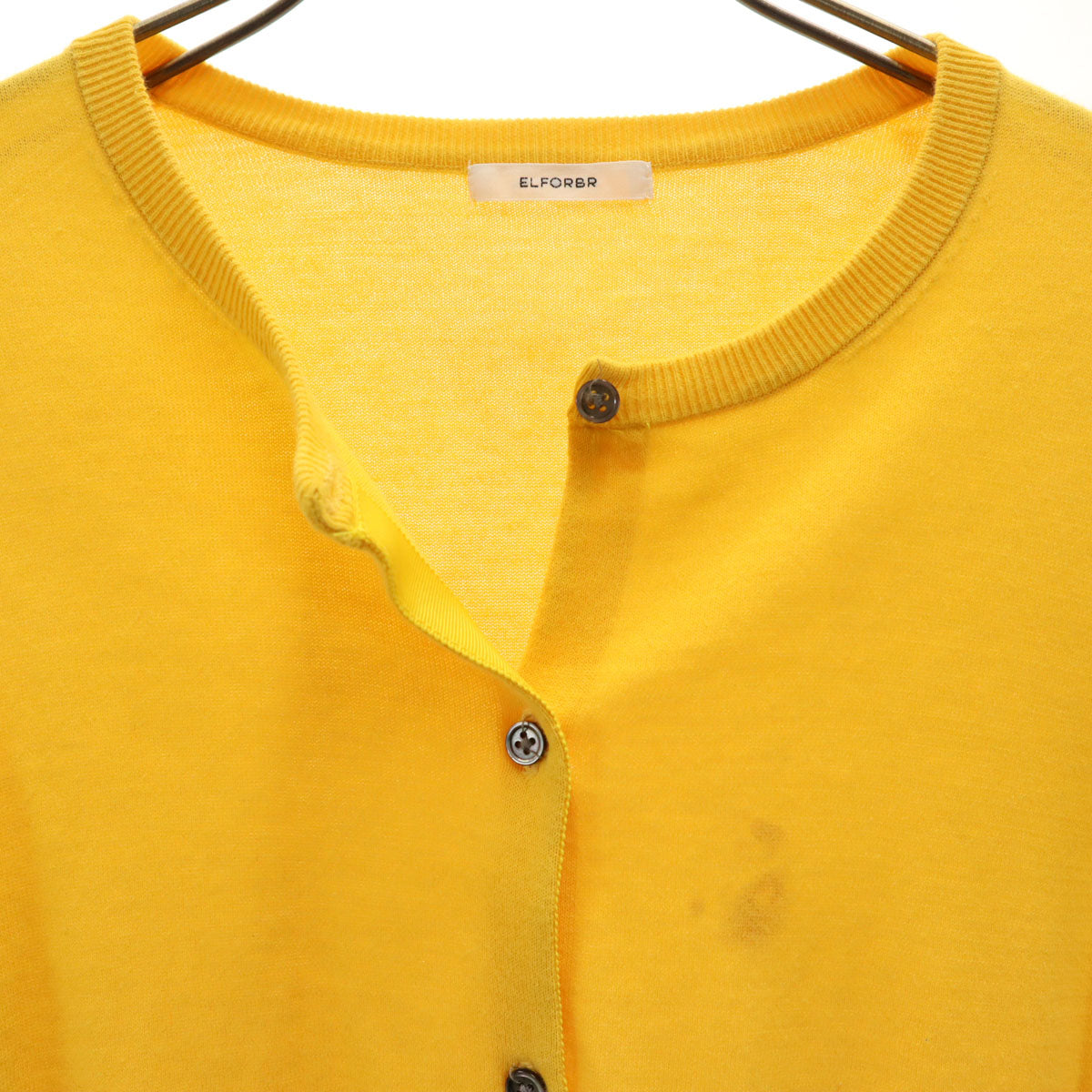 ELFORBR エルフォーブル 長袖 ニットカーディガン M イエロー レディース