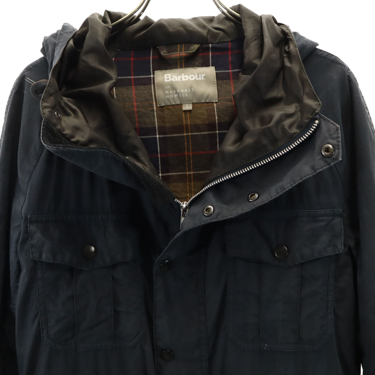BARBOUR FOR MARGARET HOWELL バブアー フォー マーガレットハウエル コラボ イギリス製 ライトウェイト オイル ポプリン ジャケット 2 チャコール レディース