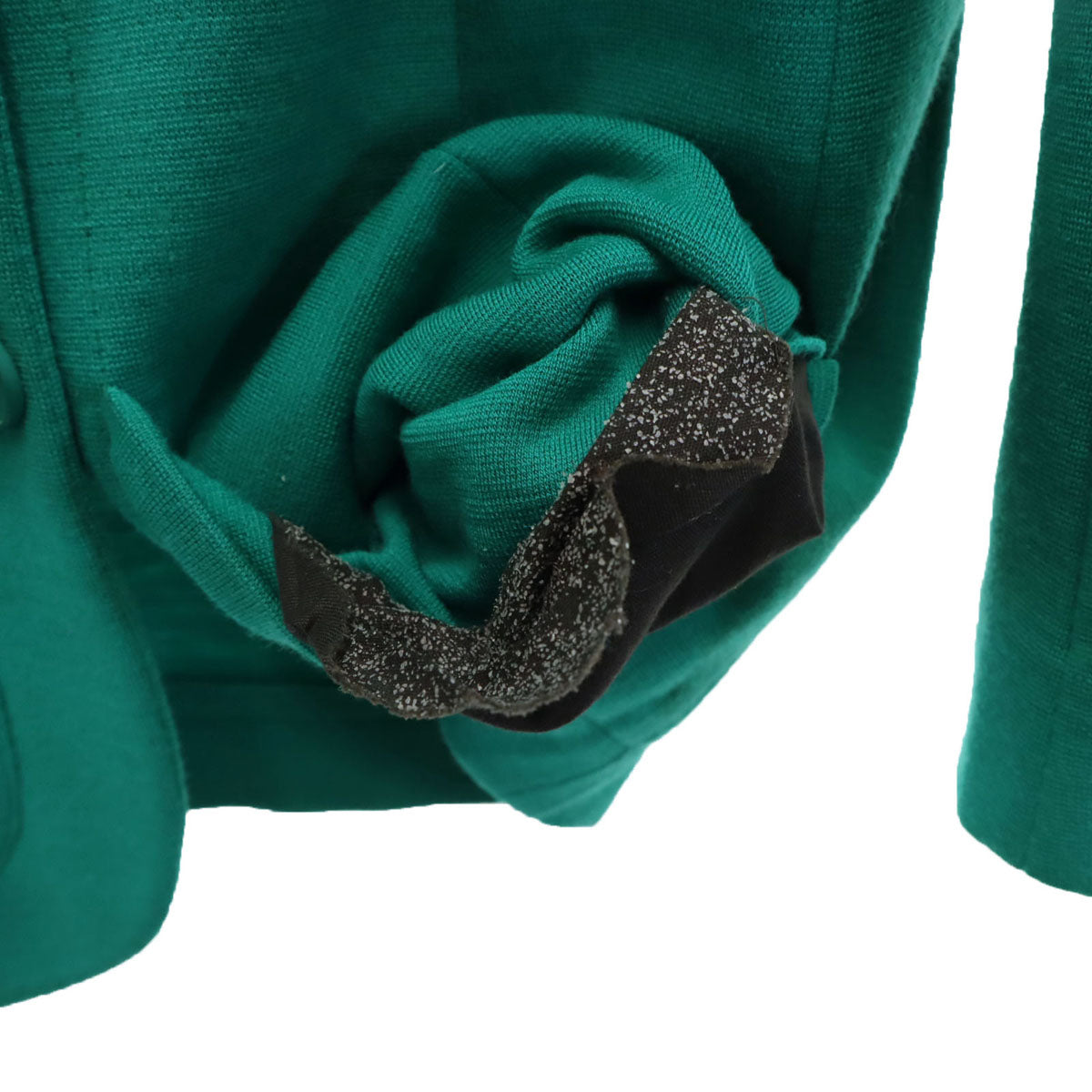 LANVIN BOUTIQUE ランバン ブティック 80s フランス製 ヴィンテージ ノーカラージャケット 38 グリーン レディース