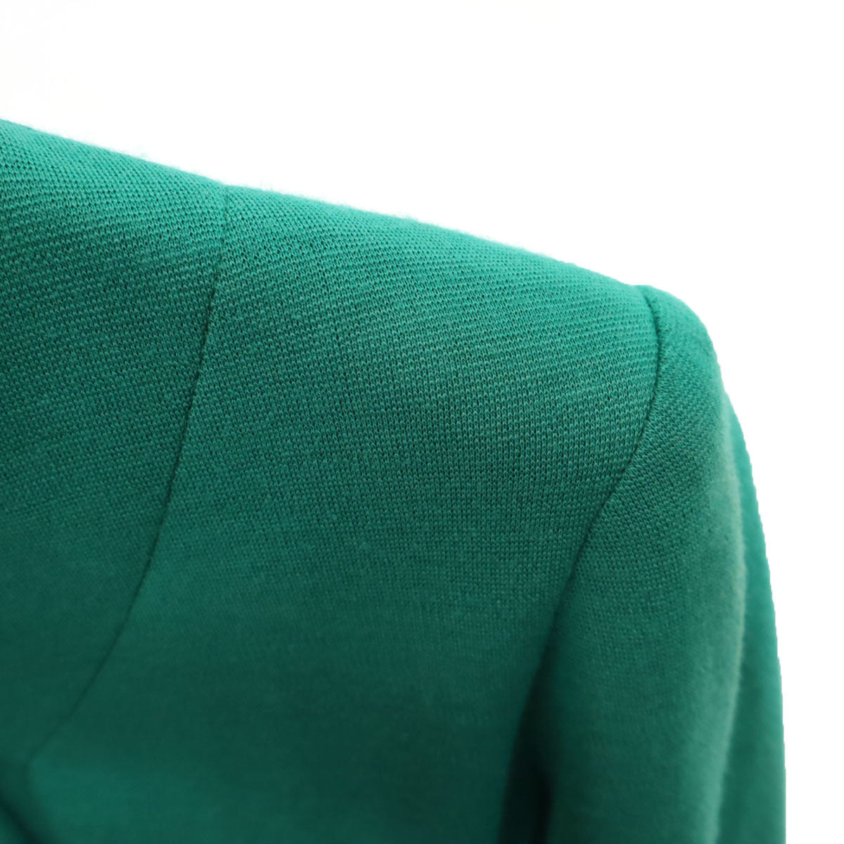 LANVIN BOUTIQUE ランバン ブティック 80s フランス製 ヴィンテージ ノーカラージャケット 38 グリーン レディース