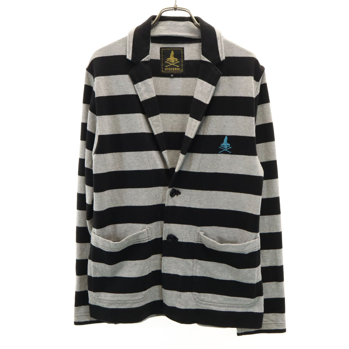 HYSTERIC ヒステリック 日本製 ボーダー柄 アンコン ジャケット S グレー ヒステリックグラマー メンズ