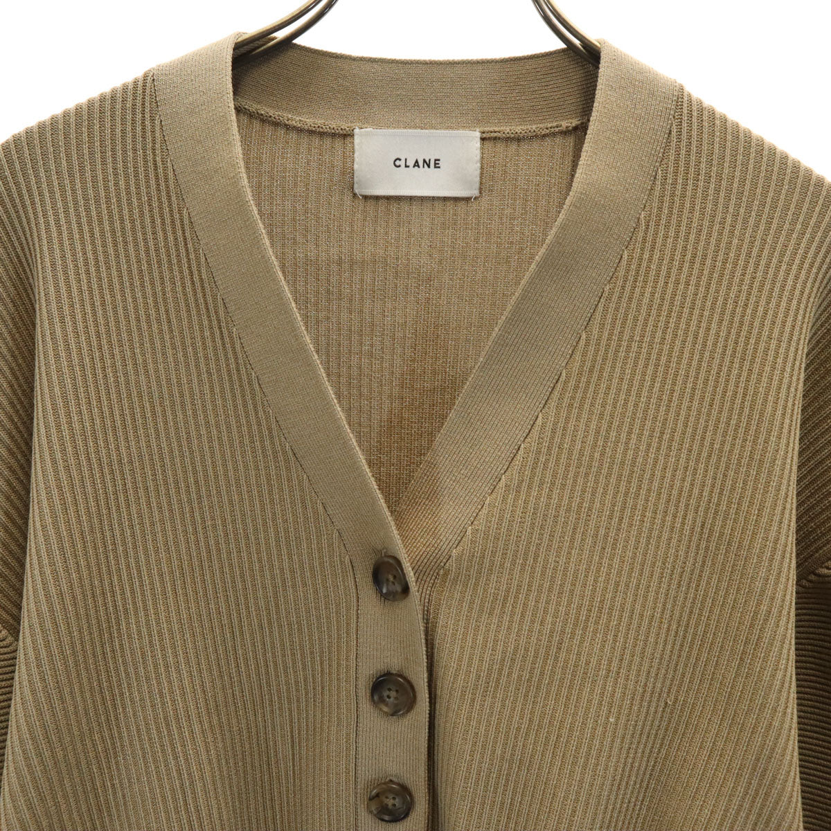 CLANE クラネ 長袖 Vネック ニットカーディガン 2 ベージュ レディース