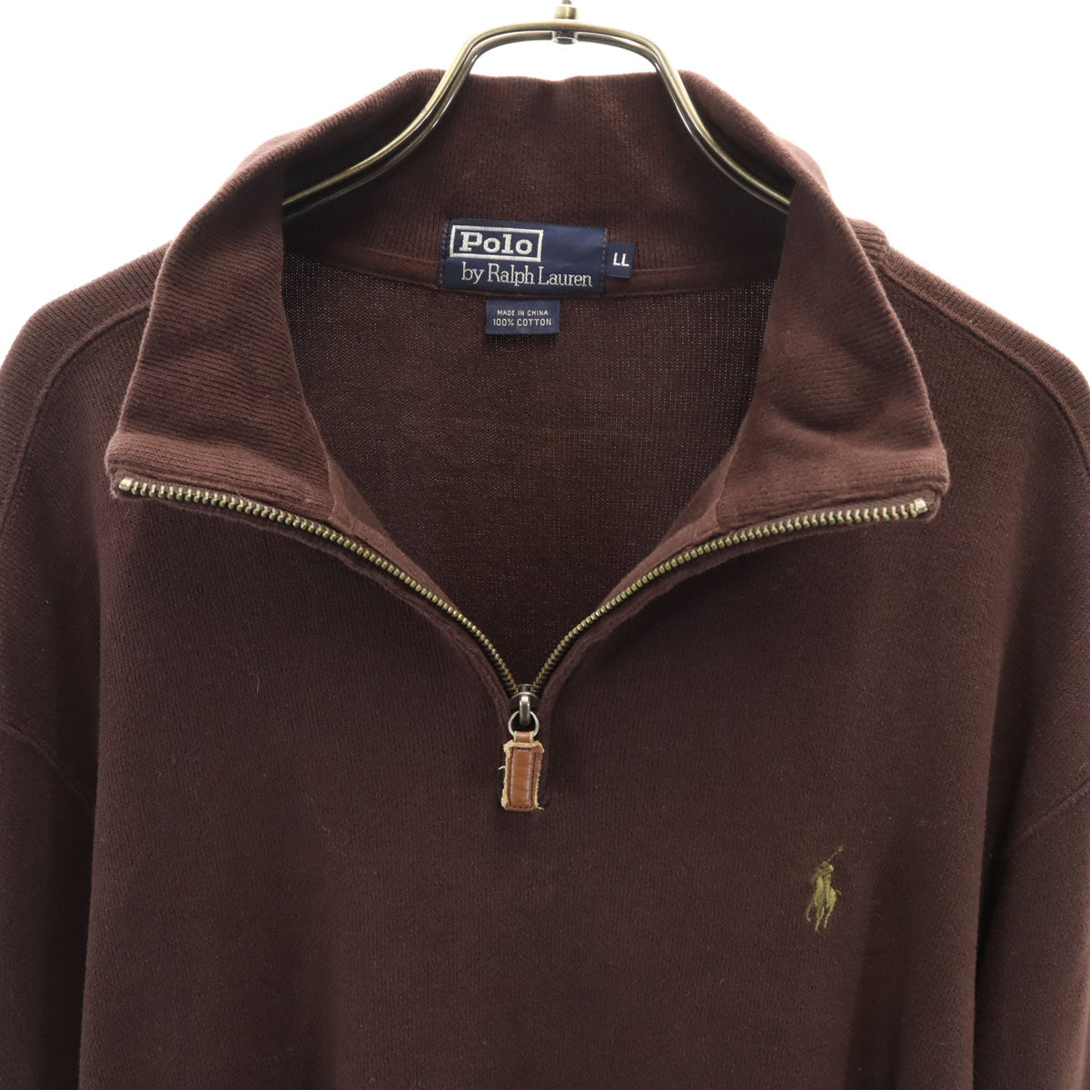 Polo by Ralph Lauren ポロバイラルフローレン 長袖 ハーフジップ セーター LL ブラウン ニット プルオーバー インパクト21 メンズ