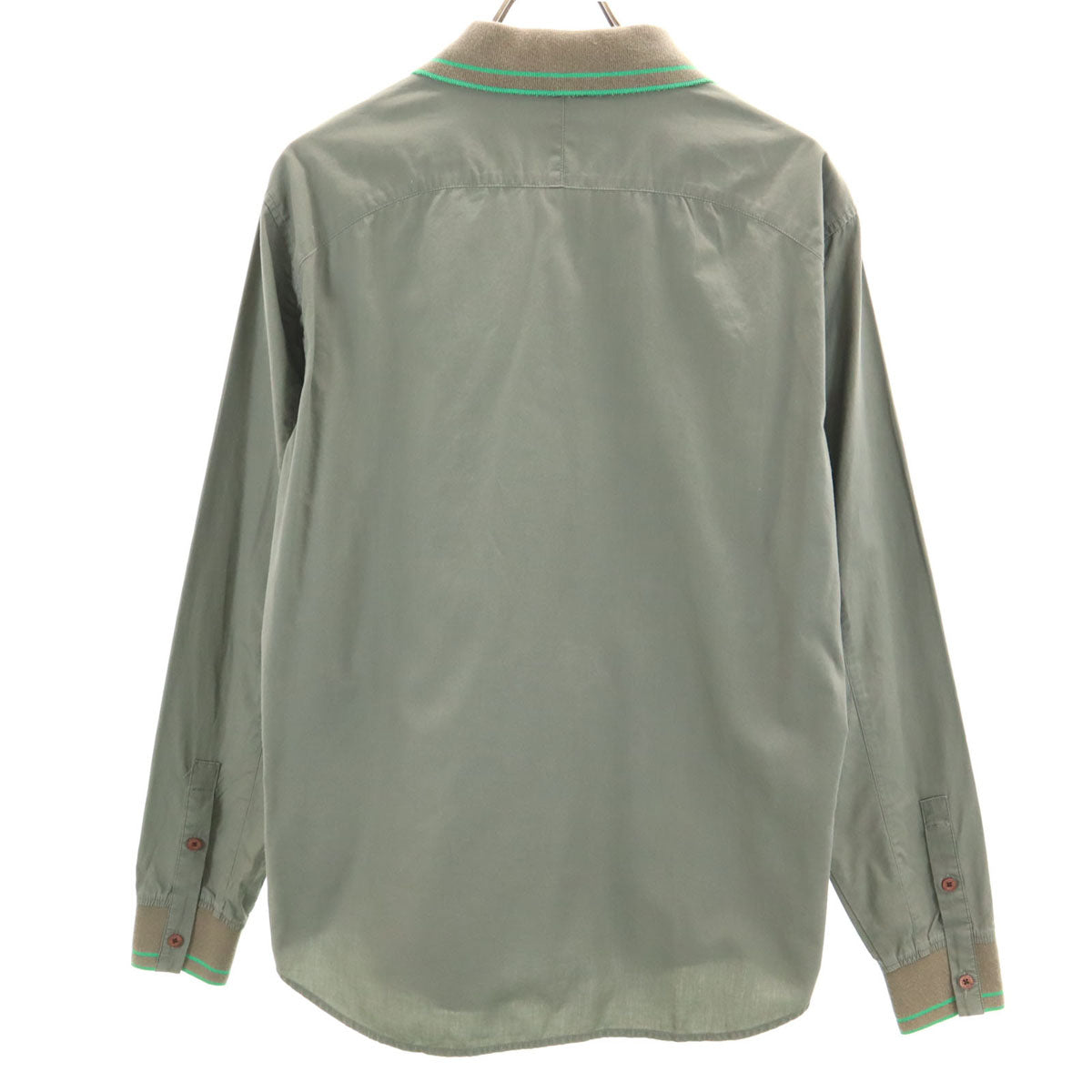 Pringle プリングル 長袖 コットンシャツ 15 1/2 オリーブ系 メンズ