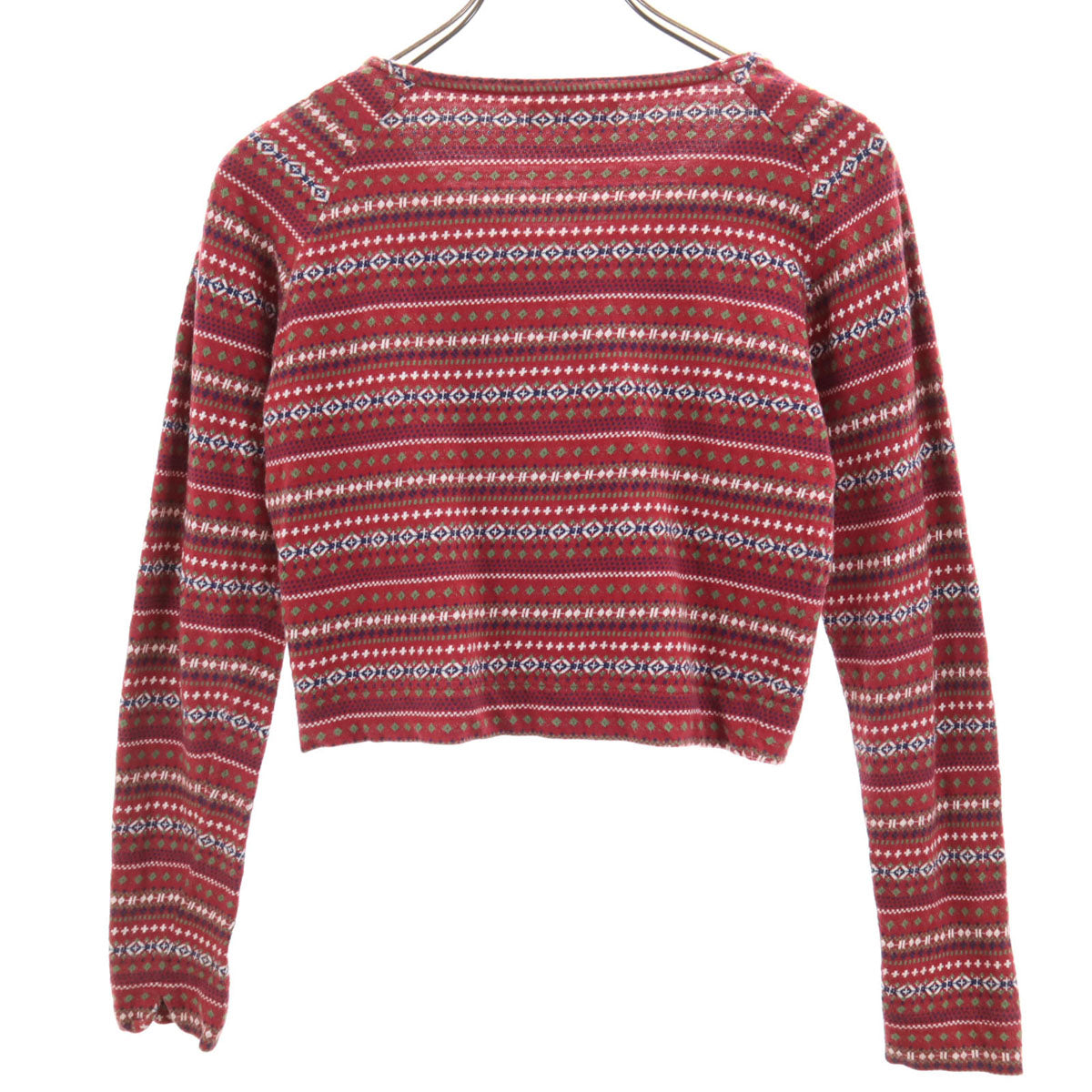 COMPOSITION by KENZO コンポジションバイケンゾー 90s オールド 総柄 長袖 ショート丈 カーディガン 38 レッド系 レディース