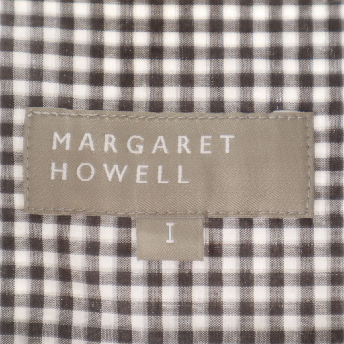 MARGARET HOWELL マーガレットハウエル 日本製 リネンブレンド ギンガムチェック 5分袖 プルオーバー シャツ 1 ホワイト レディース