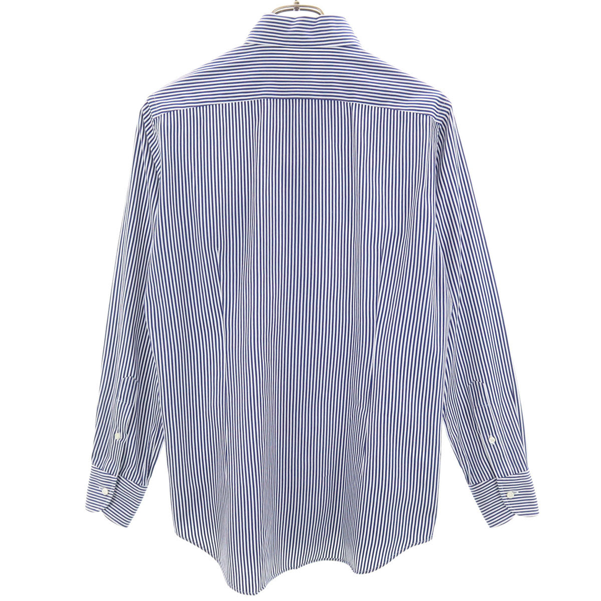 SHIPS シップス 日本製 ストライプ柄 長袖 ボタンダウンシャツ 37 ネイビー メンズ