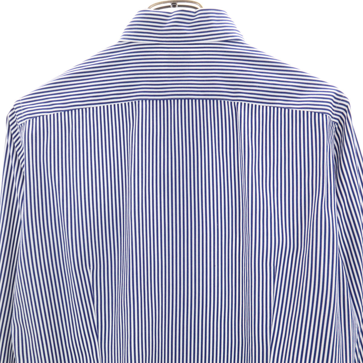 SHIPS シップス 日本製 ストライプ柄 長袖 ボタンダウンシャツ 37 ネイビー メンズ