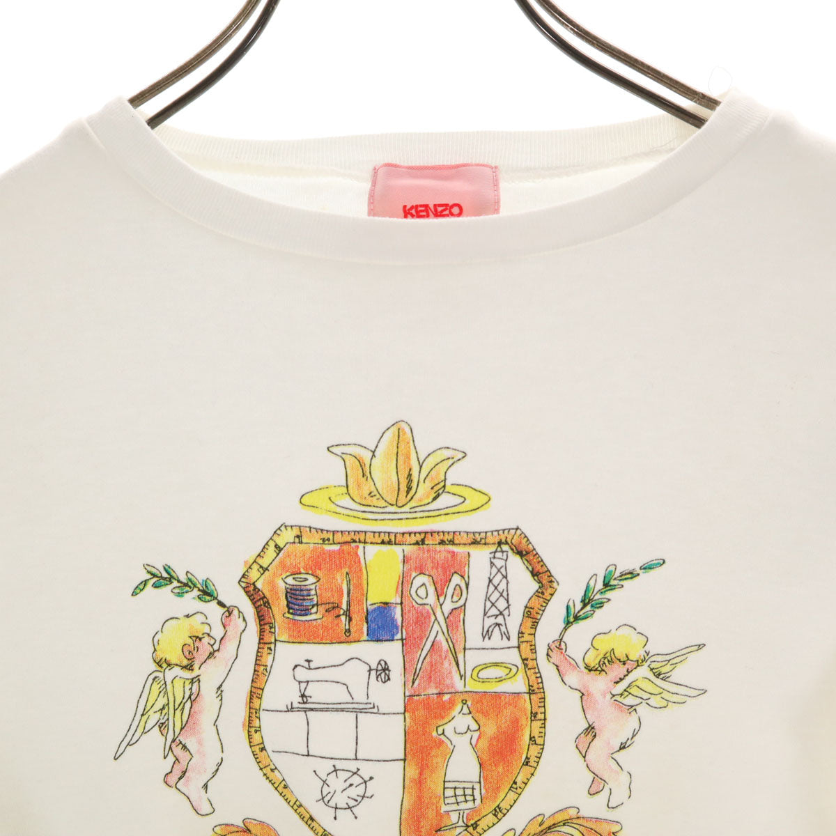 KENZO CLUB ケンゾークラブ 日本製 7分袖 Tシャツ 38 ホワイト レディース