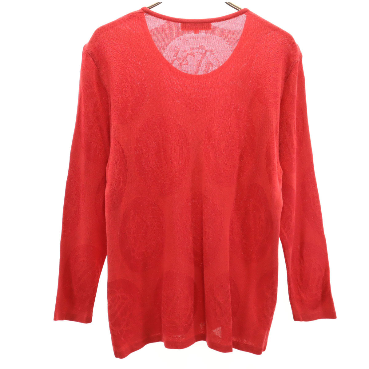 Christian Dior クリスチャンディオール 90s オールド 総柄 長袖 ニット L レッド レディース