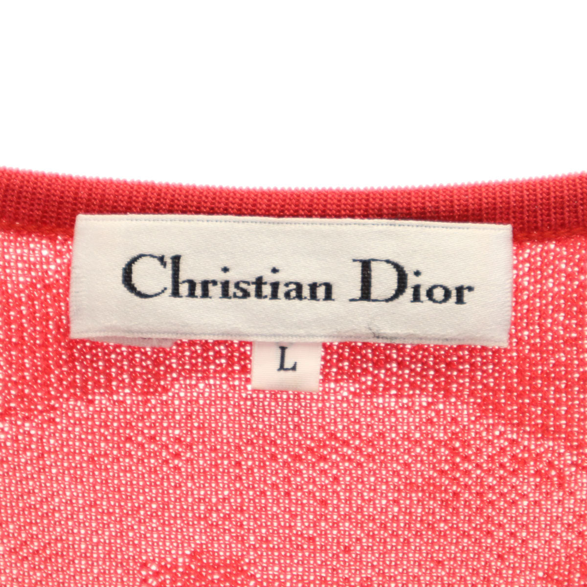 Christian Dior クリスチャンディオール 90s オールド 総柄 長袖 ニット L レッド レディース