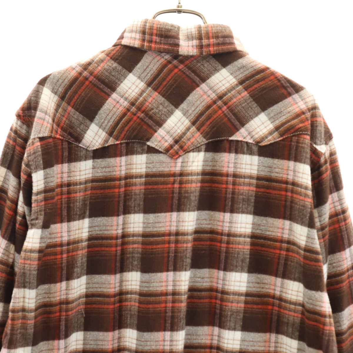 未使用 Wrangler ラングラー チェック柄 長袖 ビエラ ウエスタンシャツ XL ブラウン メンズ