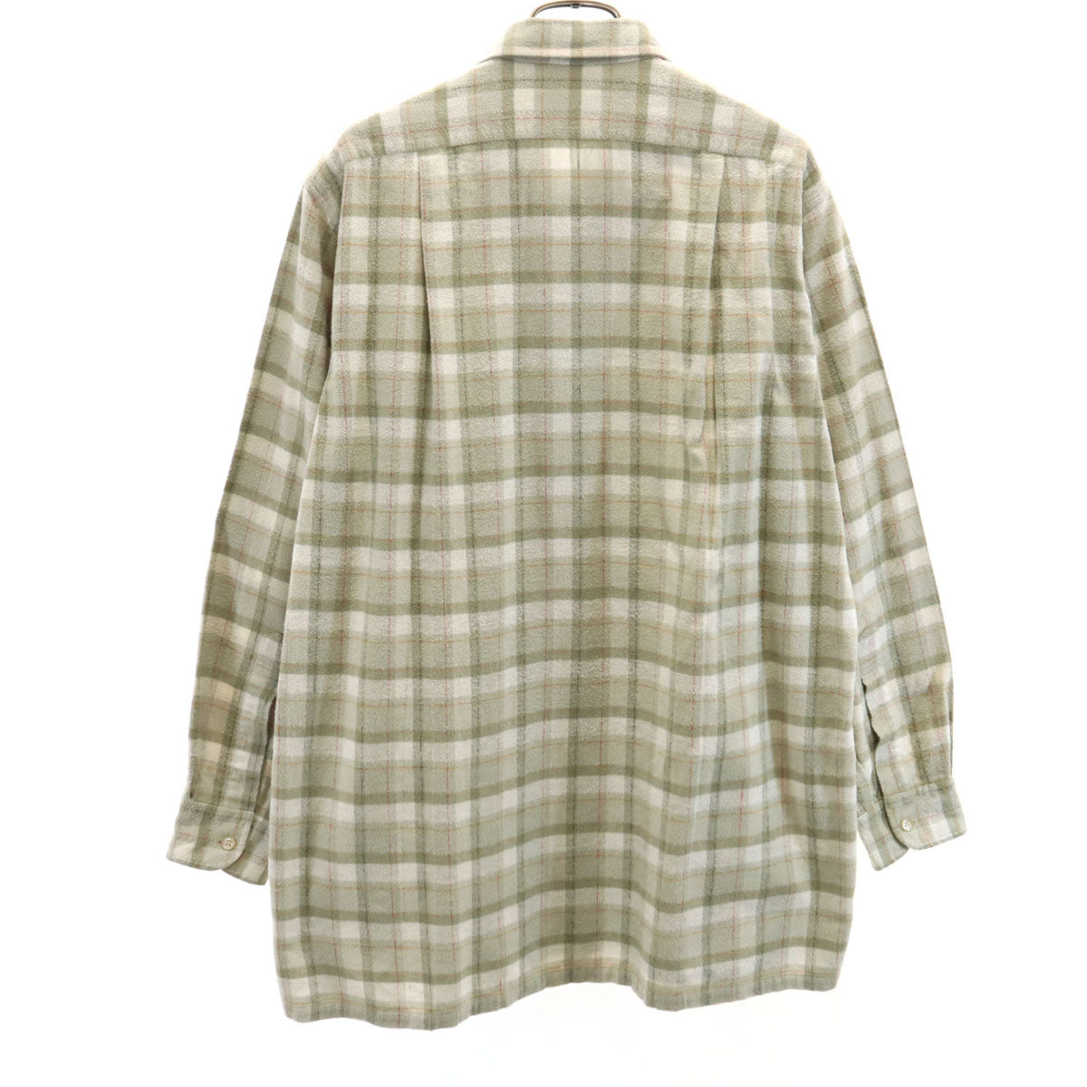 Christian Dior MONSIEUR クリスチャンディオール ムッシュ 90s オールド チェック柄 長袖 ネルシャツ LL グリーングレー系 メンズ