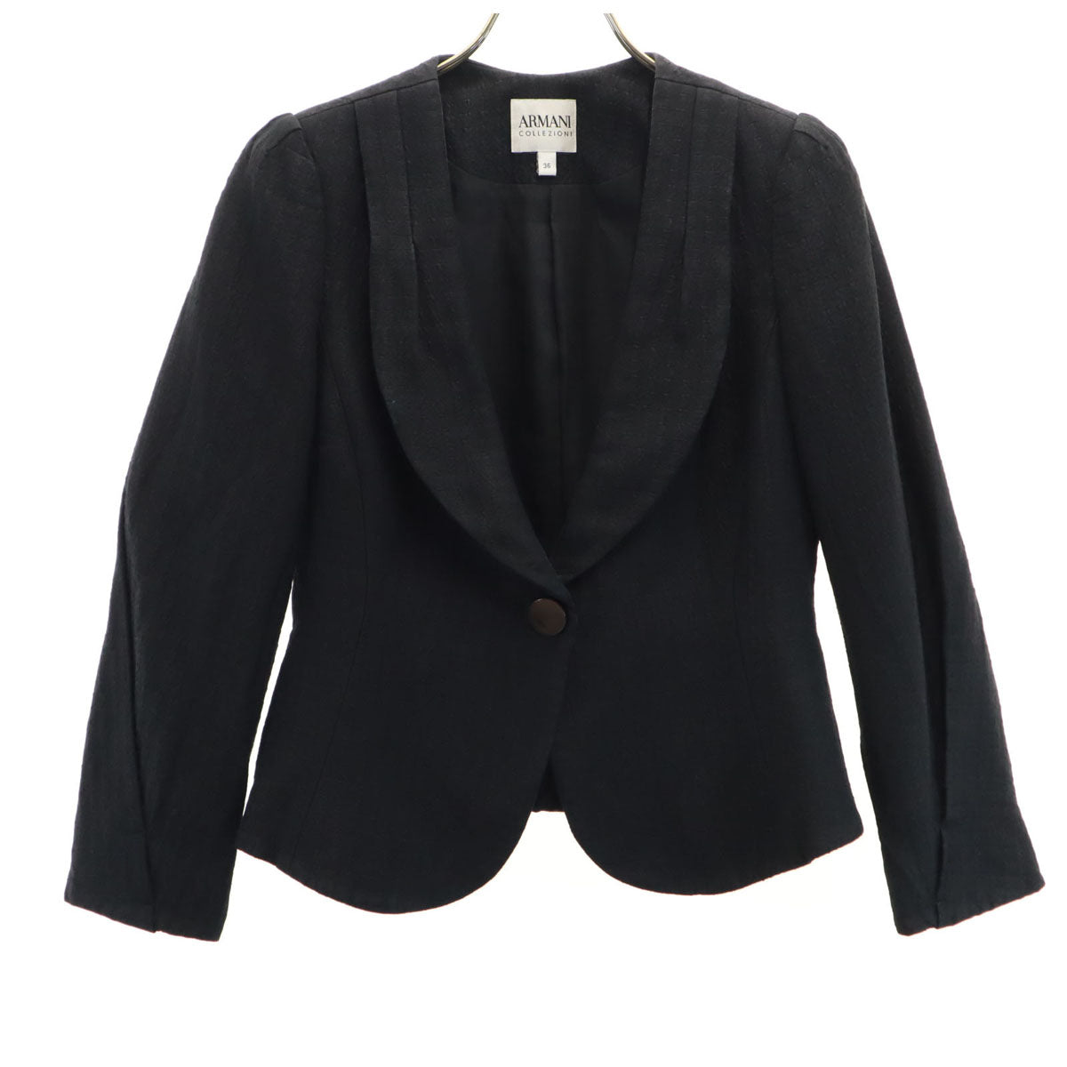 ARMANI COLLEZIONI アルマーニコレッツォーニ 総柄 長袖 ショールカラー ジャケット 36 ブラック系 レディース